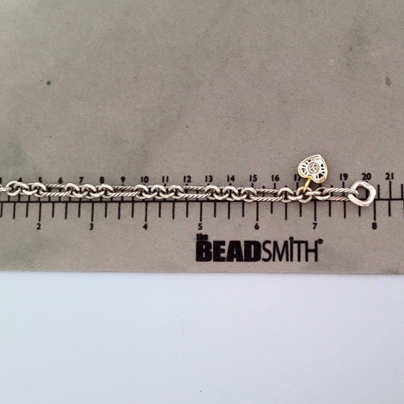 David Yurman Two-Tone Cable Heart Charm Bracelet - Picture 5 of 9